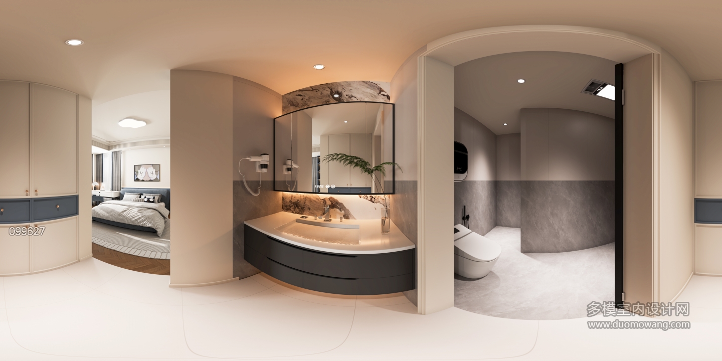 法式男孩房卫生间全景