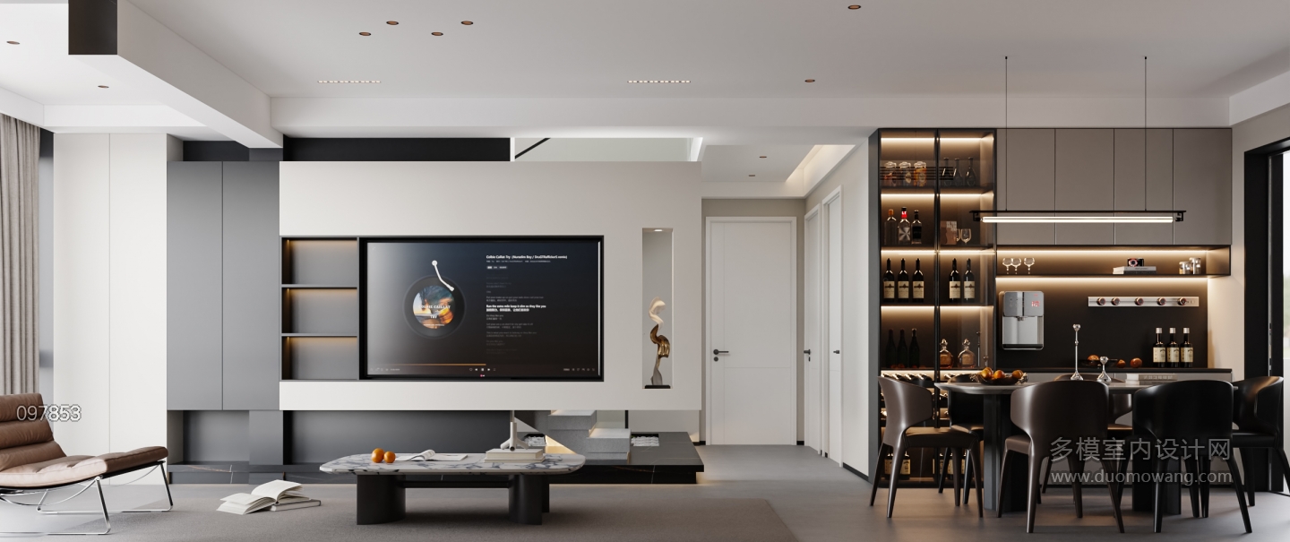 现代极简客餐厅特写 (2)