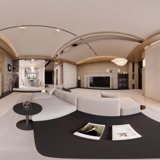 现代一层客厅全景