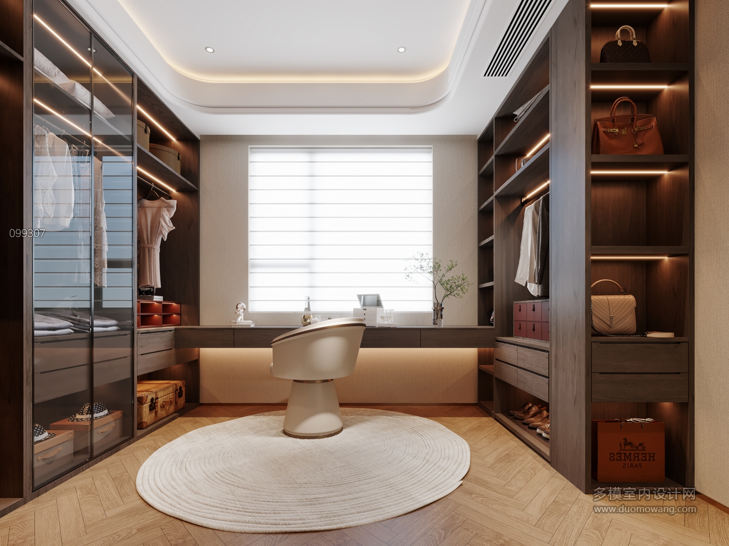 现代轻奢衣帽间特写