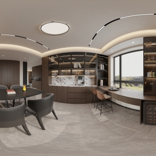 现代意式 餐厅 全景