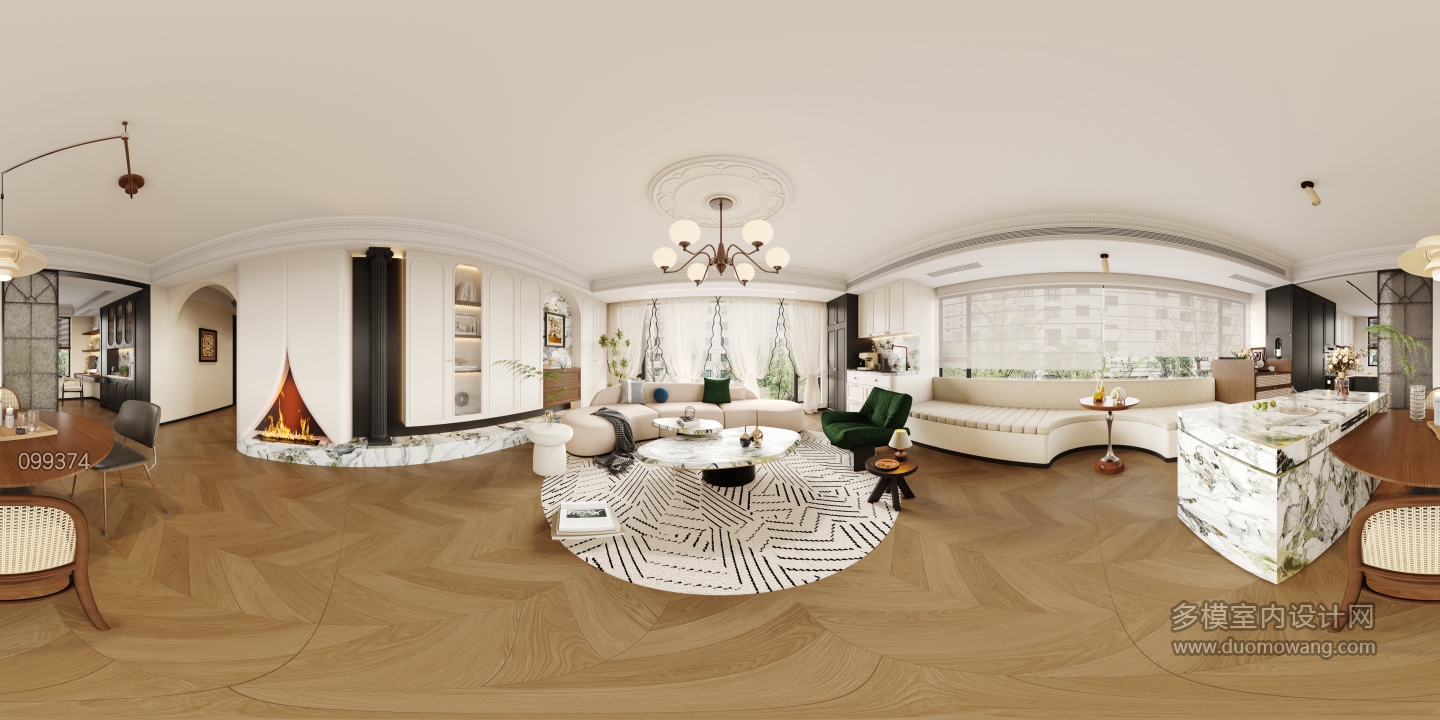 1法式中古风客餐厅全景