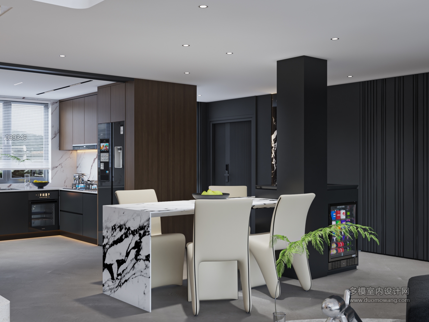 现代别墅一楼餐厅单张