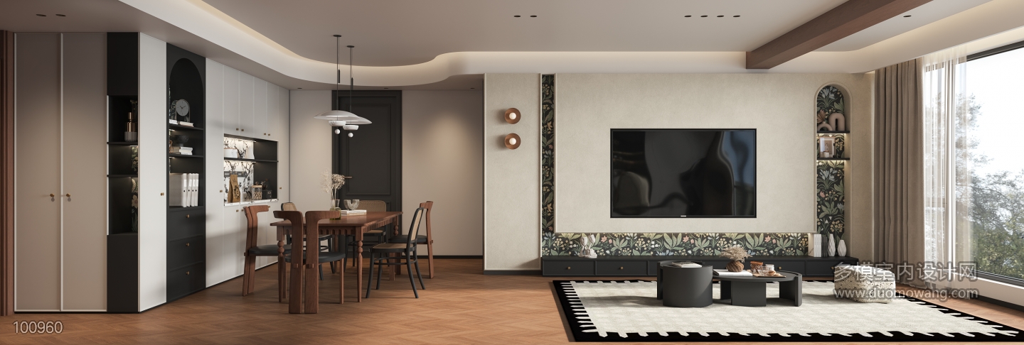 法式电视墙特写