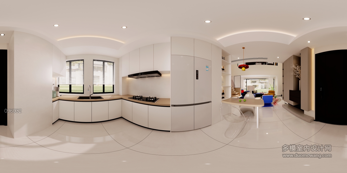一楼厨房全景现代极简风格