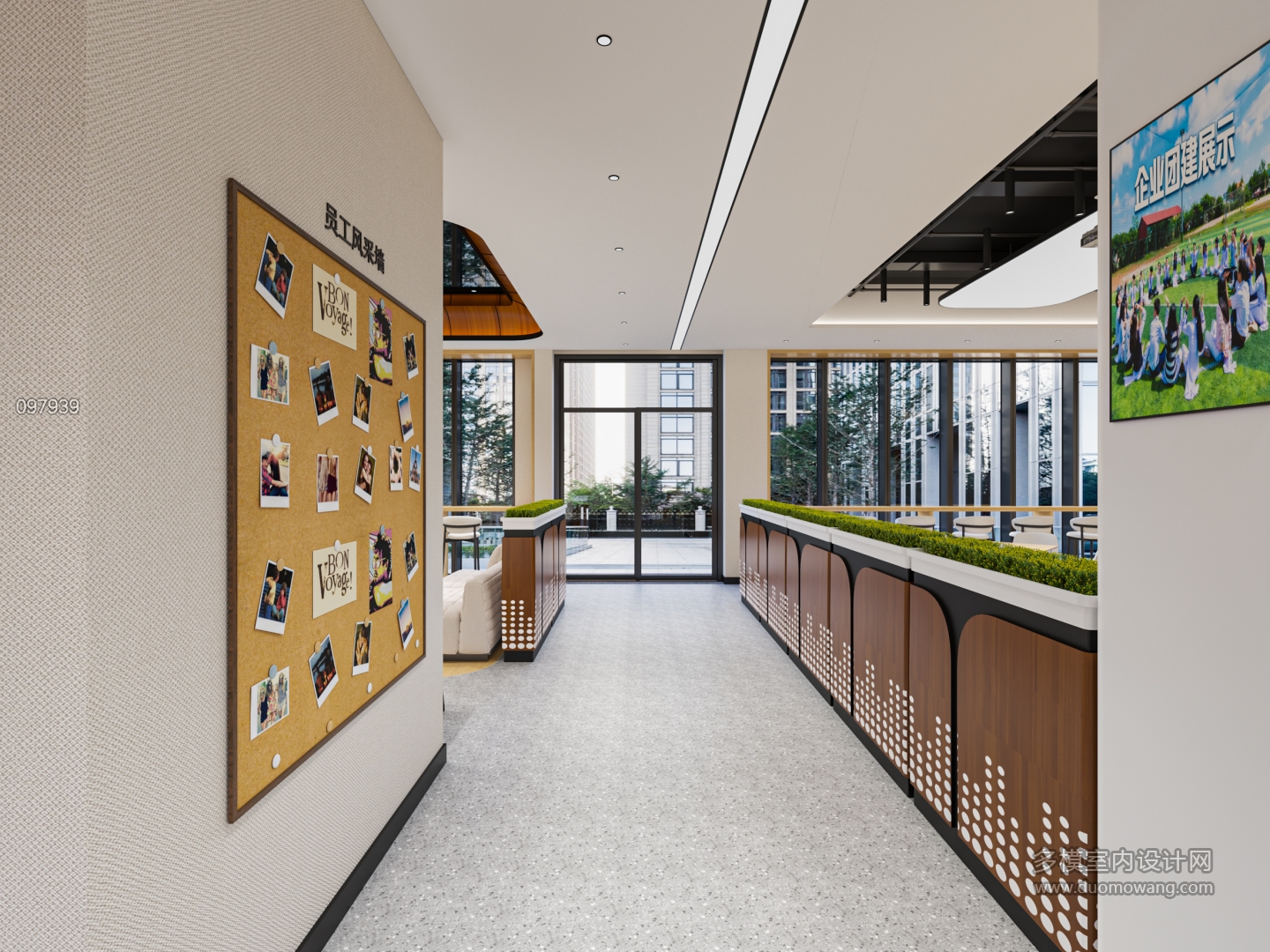 现代办公一楼食堂单张4