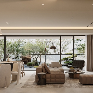 新中式一层客餐特写