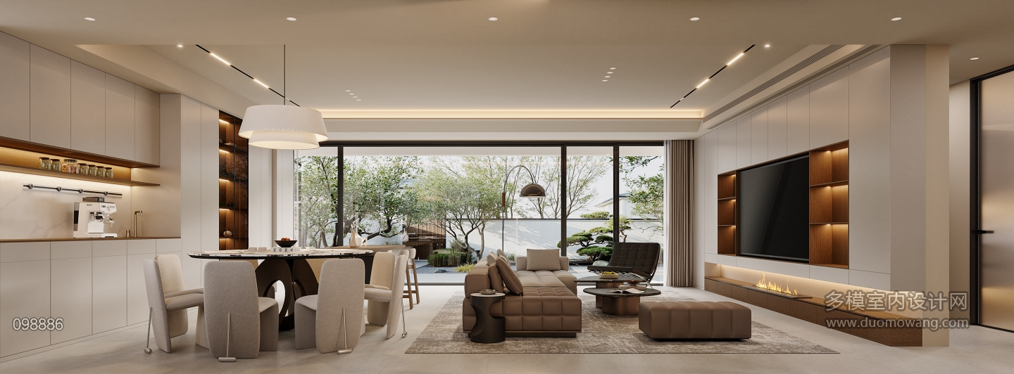 新中式一层客餐特写