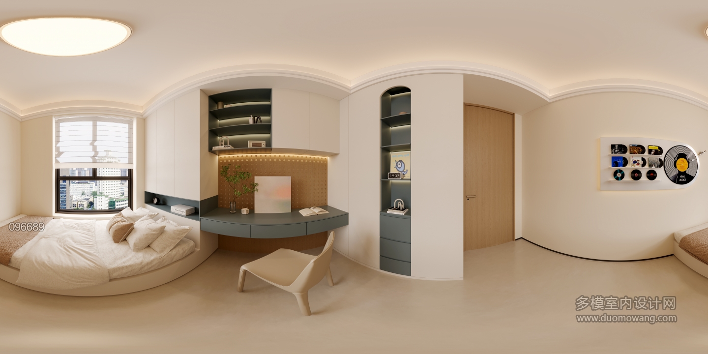 现代男孩房全景