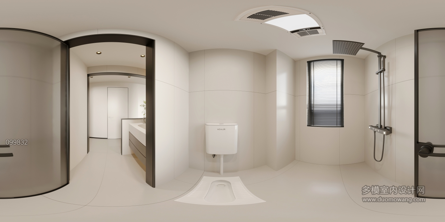 现代极简卫生间全景