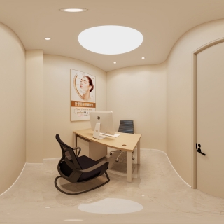 奶油风美容院皮肤检测区