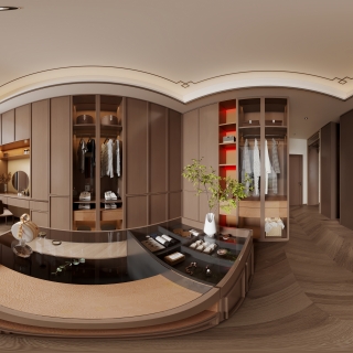 新中式衣帽间全景