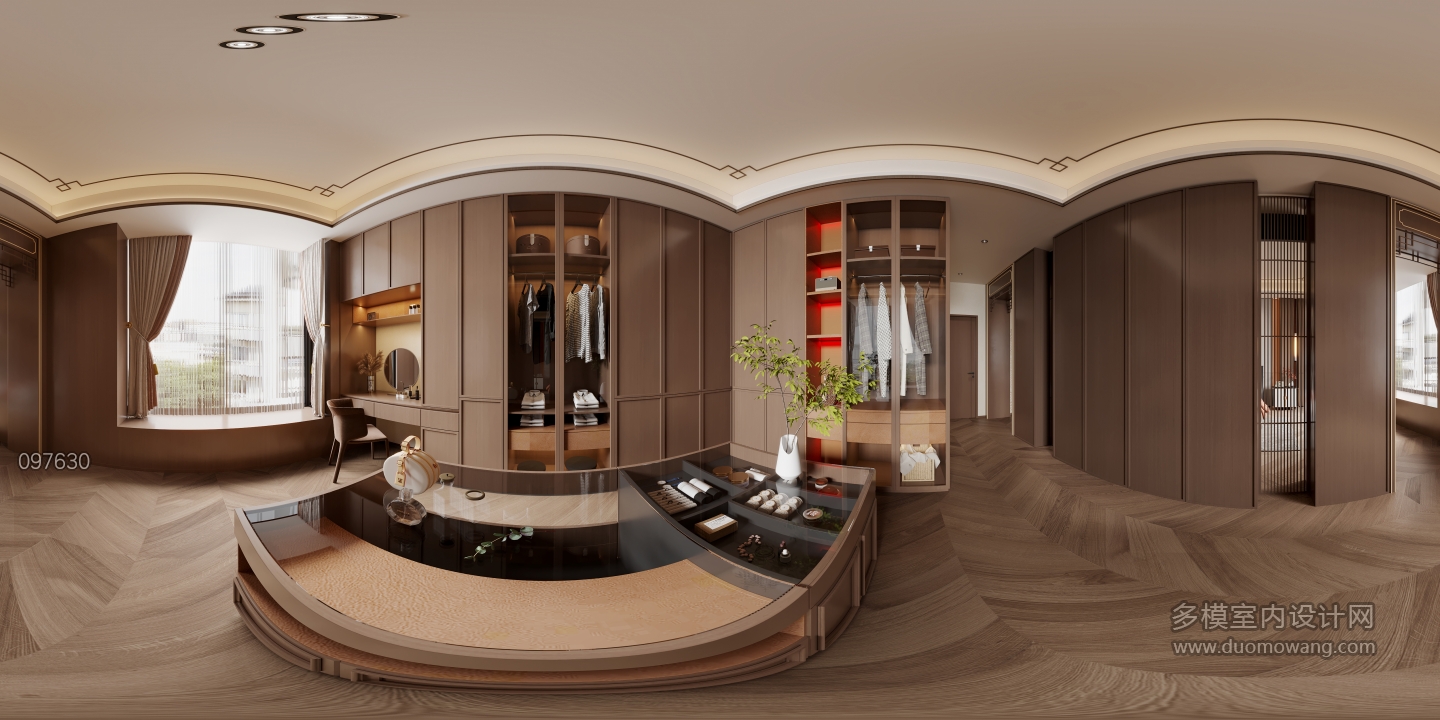 新中式衣帽间全景