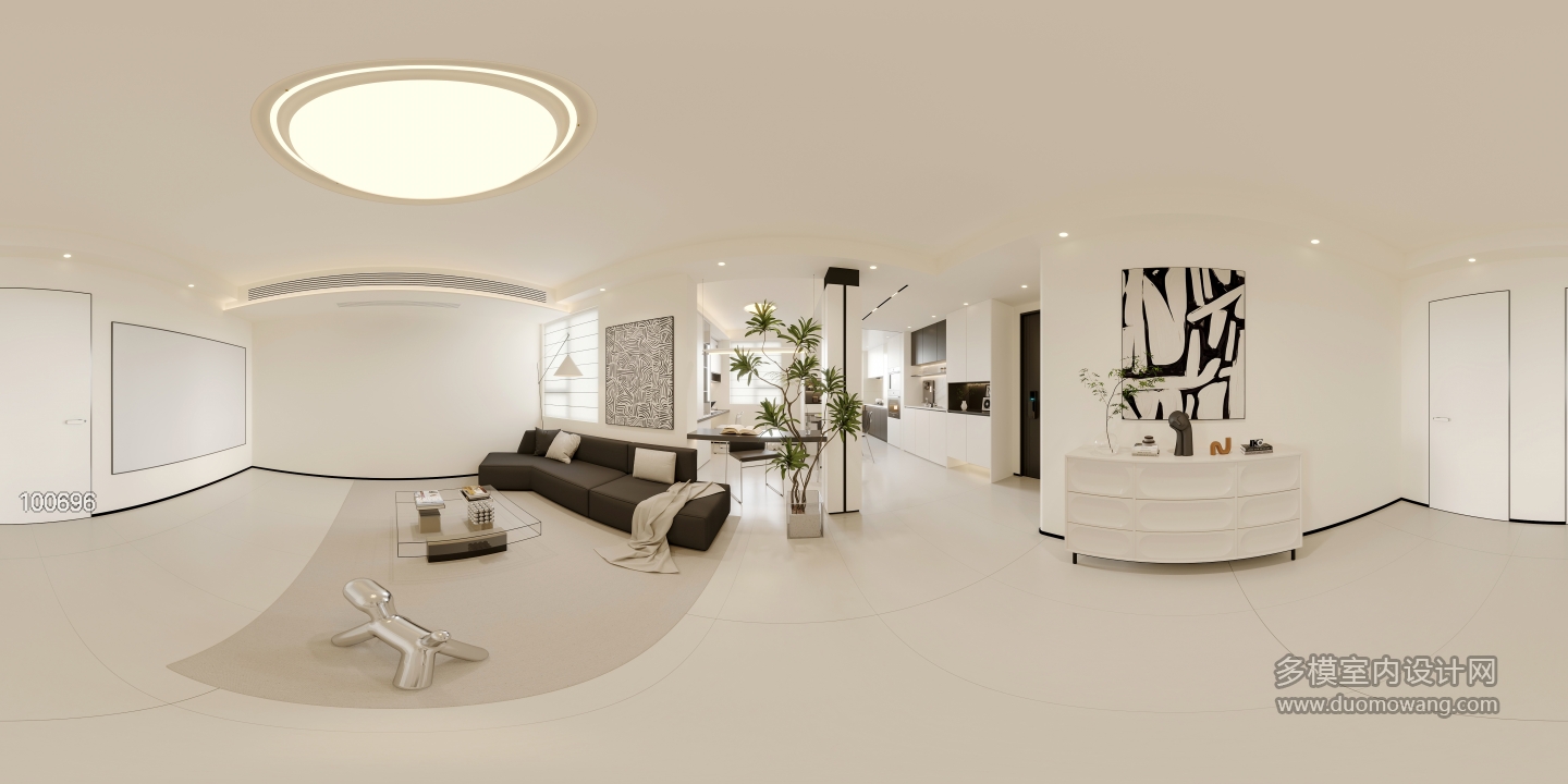 现代极简客厅全景