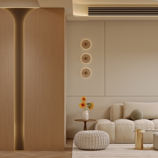 原木奶油风_沙发背景特写