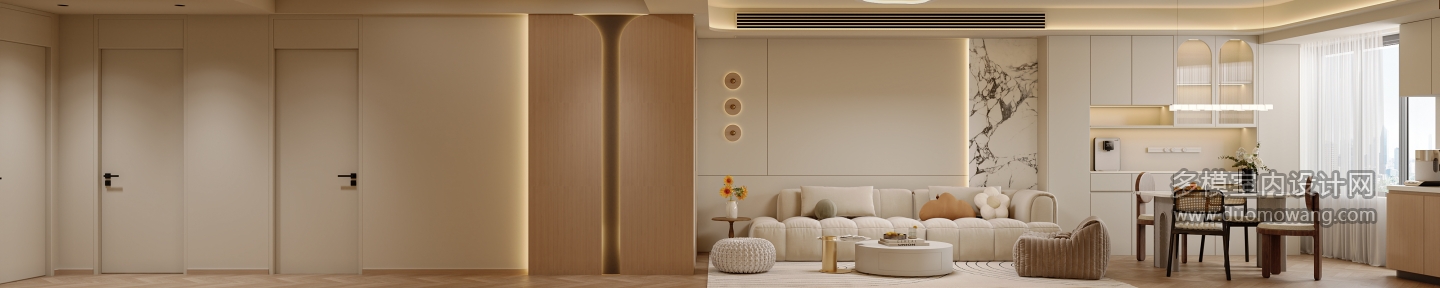 原木奶油风_沙发背景特写