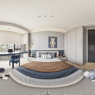 现代男孩房全景