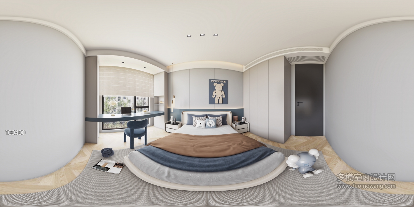 现代男孩房全景