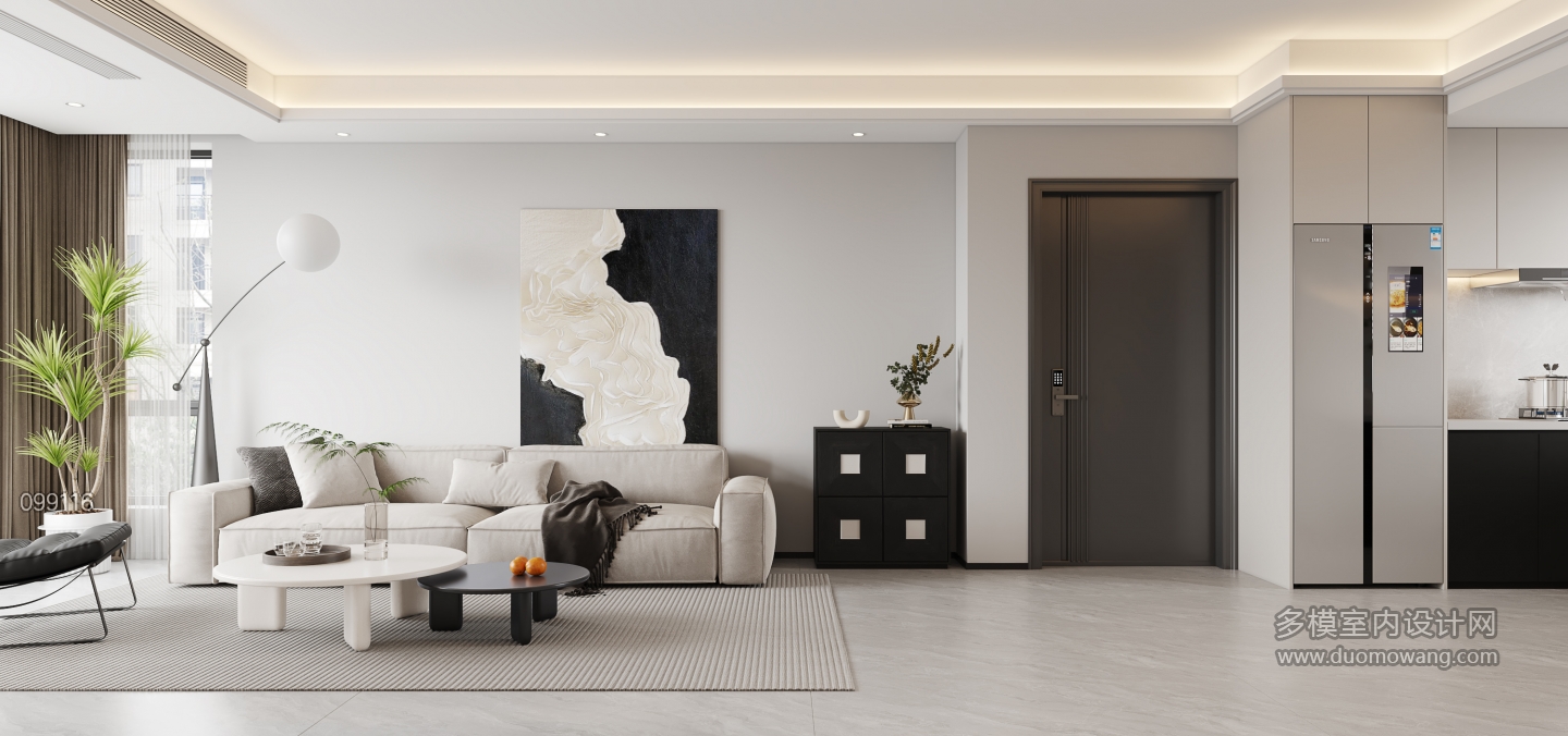 现代客餐厅_沙发墙