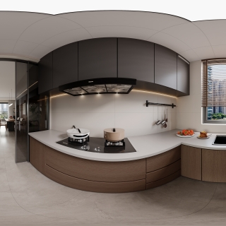 中古风 厨房全景