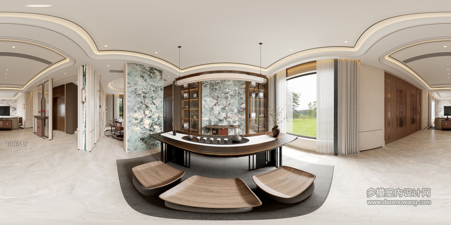 现代新中式品茗区全景