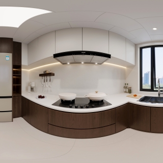 现代中古厨房全景