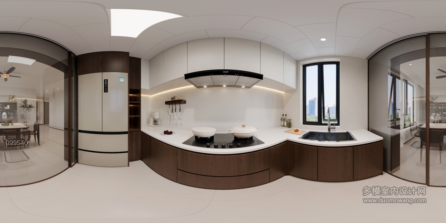 现代中古厨房全景