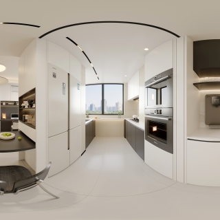 现代极简餐厨全景