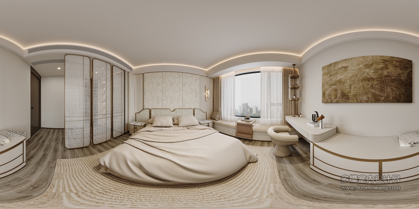 现代轻奢主卧方案二全景