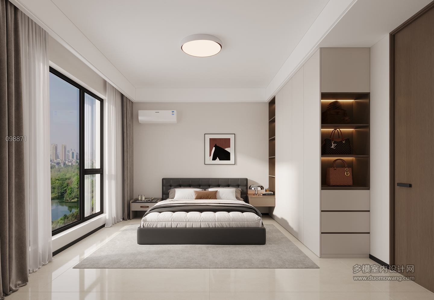 现代沙发墙背后卧室