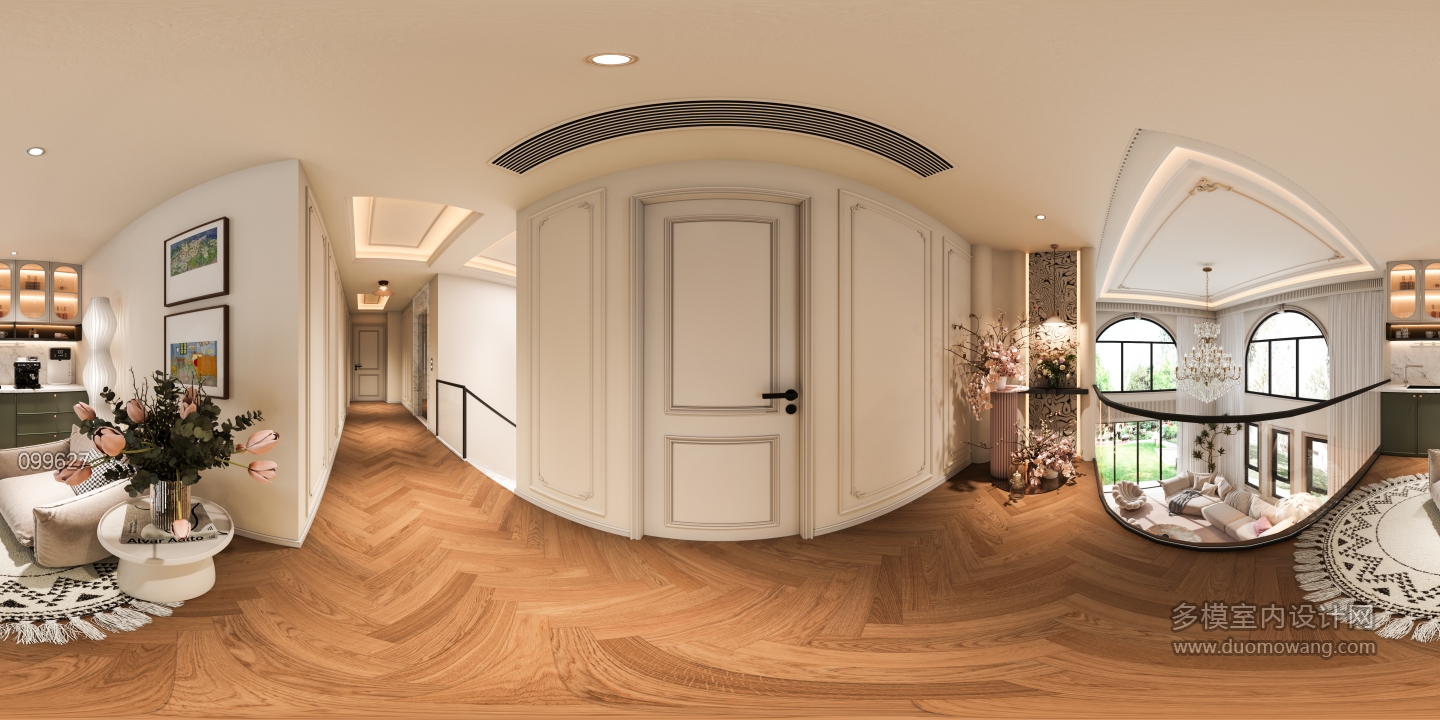 法式二层走廊全景