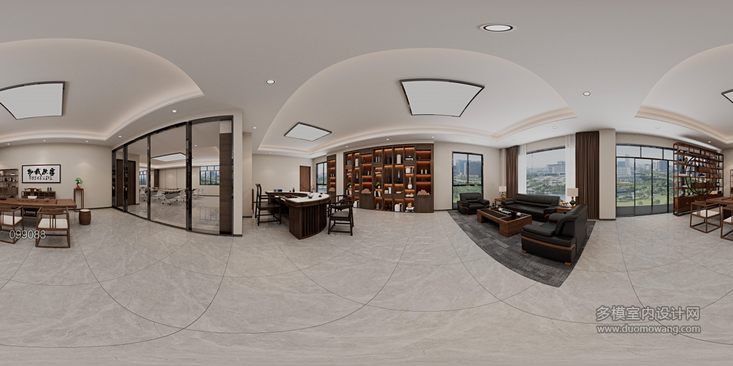 中式 药膳 办公室 全景