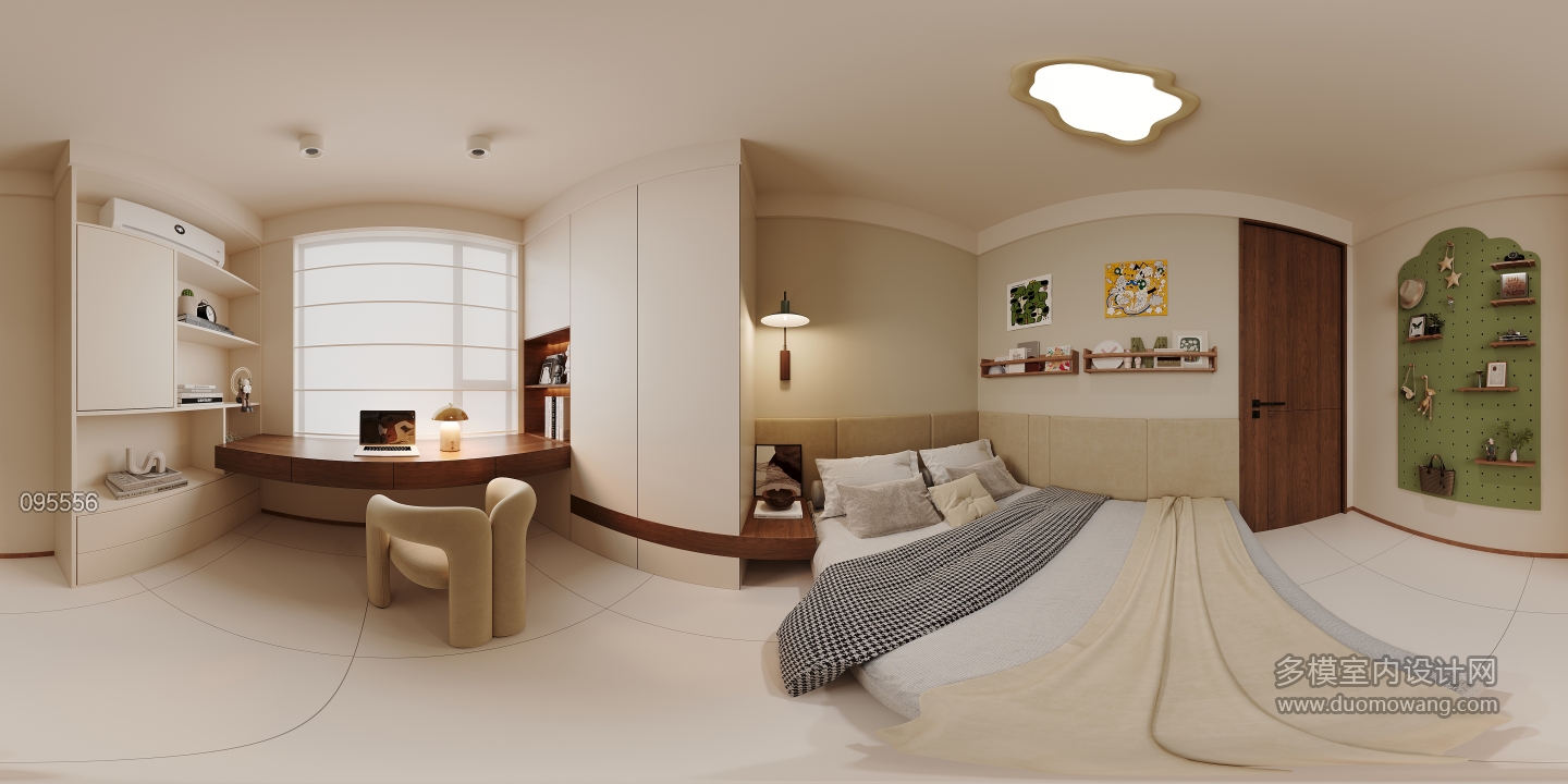 现代男孩房全景