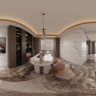 意式轻奢 书房全景