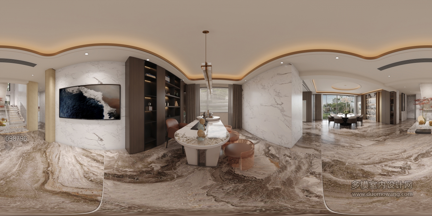 意式轻奢 书房全景