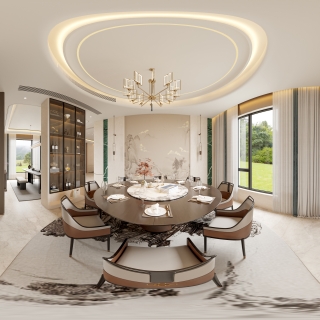 现代新中式餐厅全景