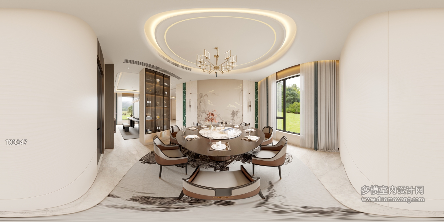 现代新中式餐厅全景