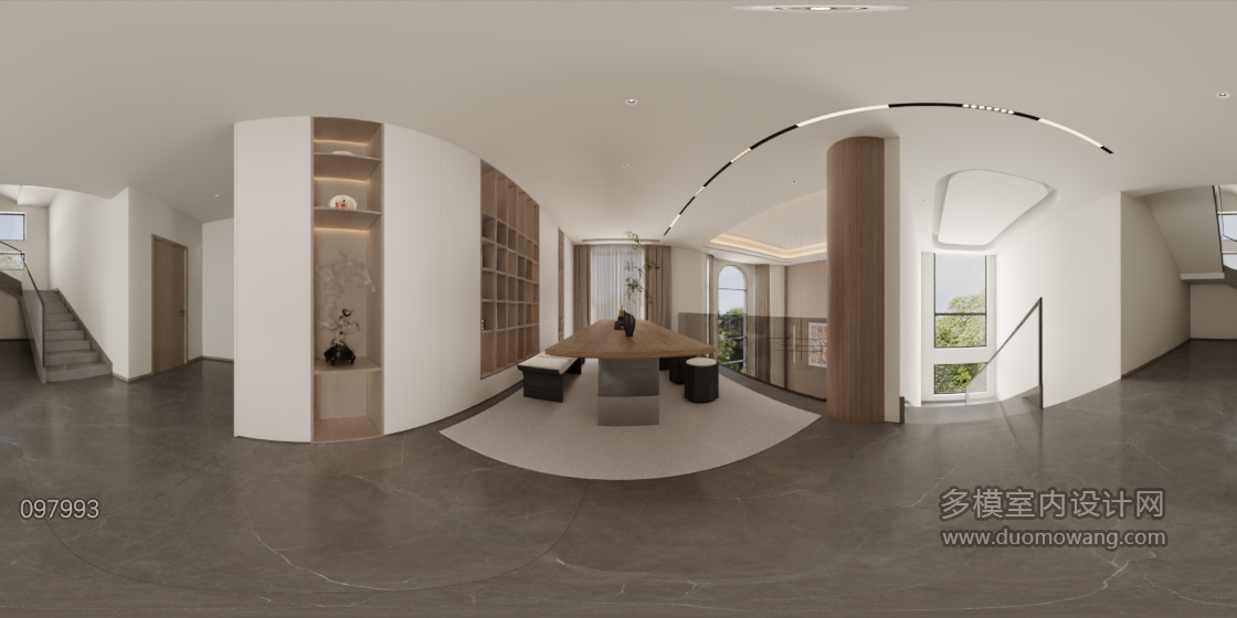 现代二层休闲区全景