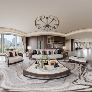 新中式客厅全景