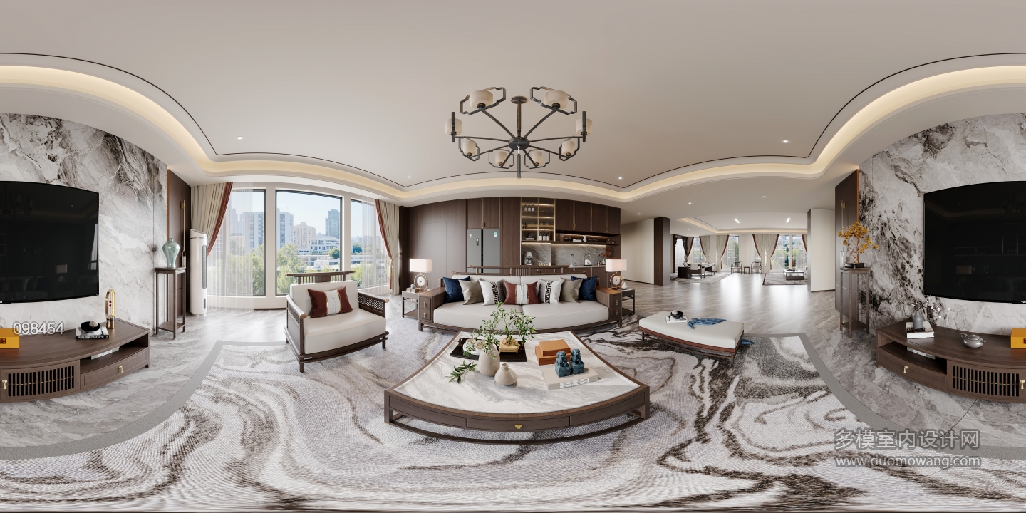 新中式客厅全景