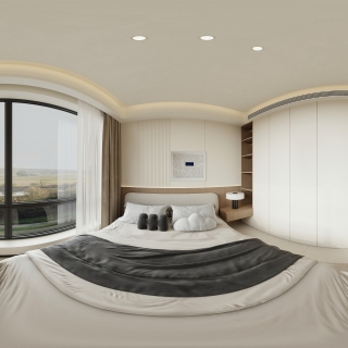 现代 主卧 全景