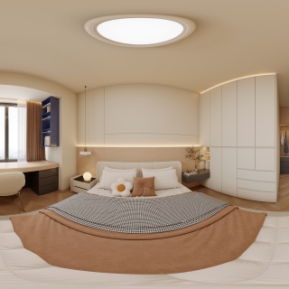 原木奶油风_主卧全景