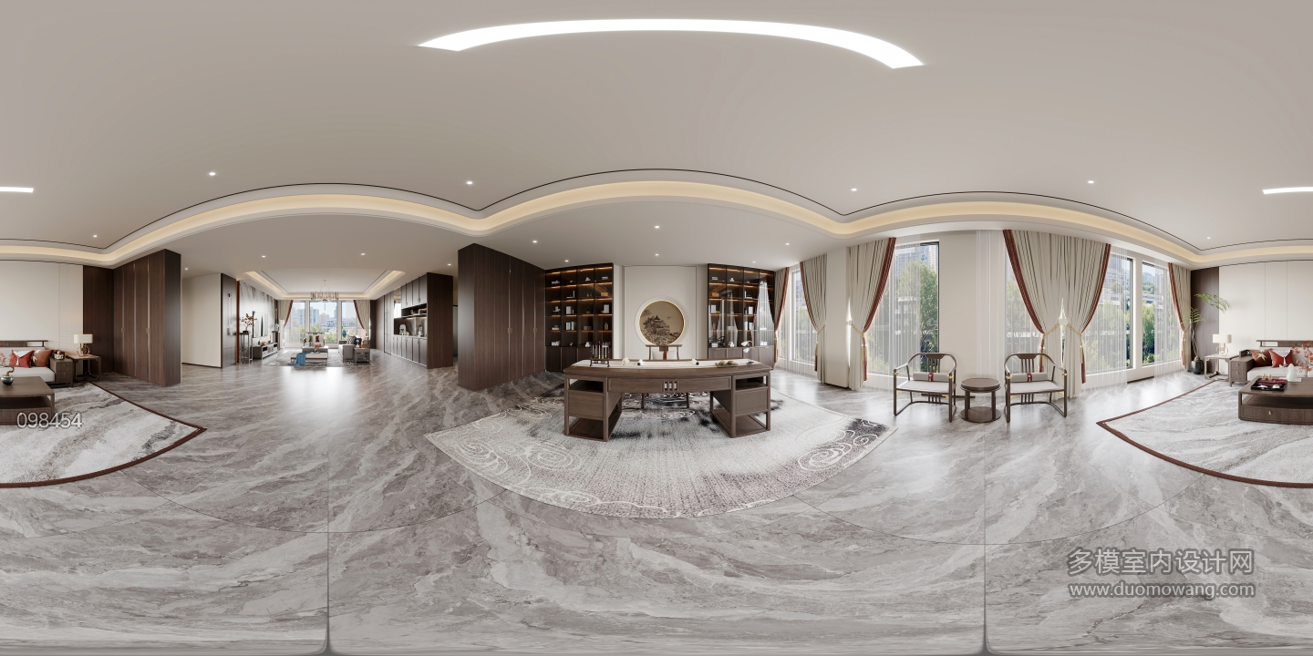 新中式书房全景