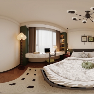 美式复古卧室360