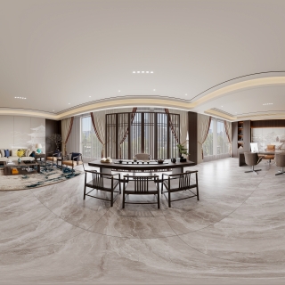 新中式办公室全景