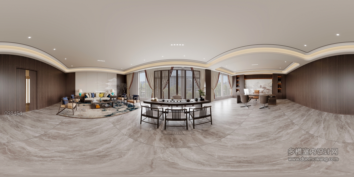 新中式办公室全景