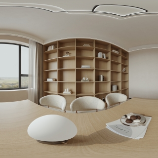 现代二楼 公共书房 全景