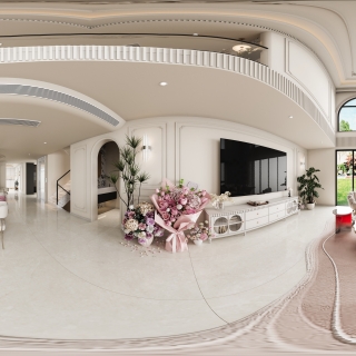 法式一层客厅全景