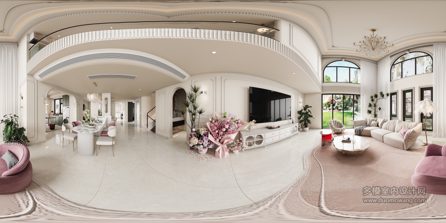 法式一层客厅全景