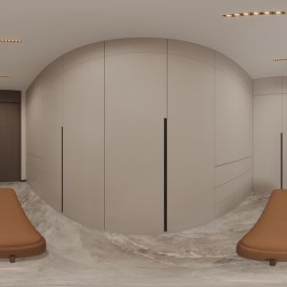 现代二楼主卧衣帽间全景